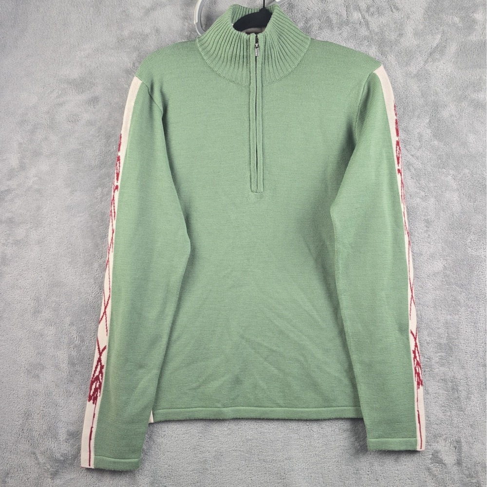 Smartwool Pullover Women's XL Green Merino Wool Sweater 1/4 Zip